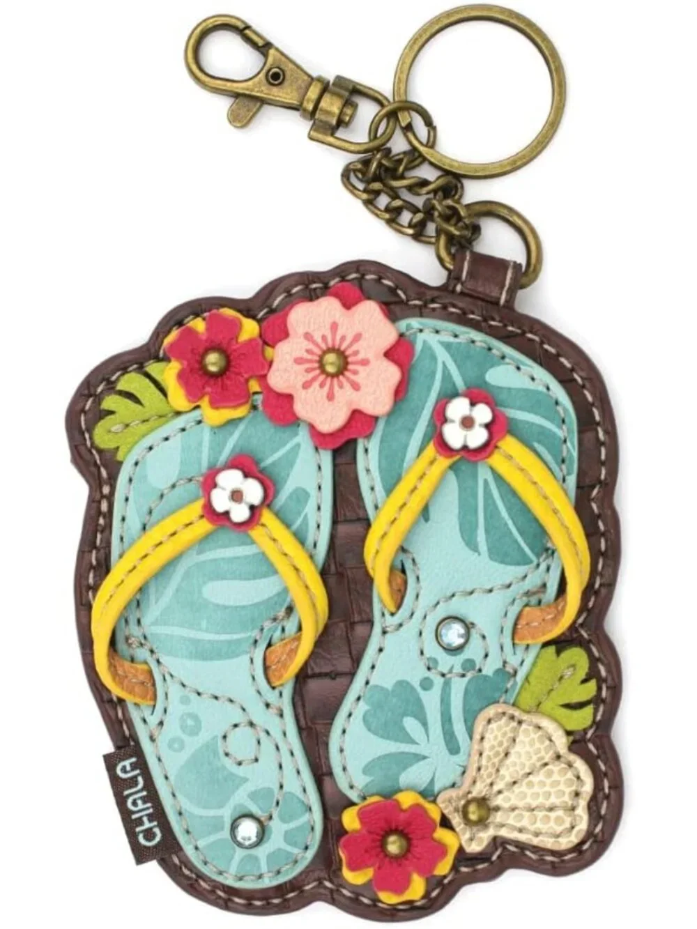 Colorful Women's Key Fob & Coin Purse - Fun Flip Flops Design, Cute Accessory